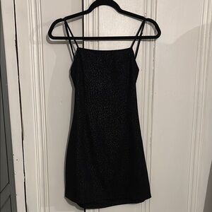 Black Cheetah Mini Dress with Spaghetti Straps